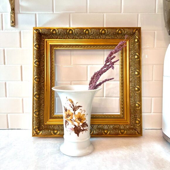 KAISER - Vintage 1960's Gold, Browns Floral Arlette Vase - West German, MCM - Picture 9 of 9